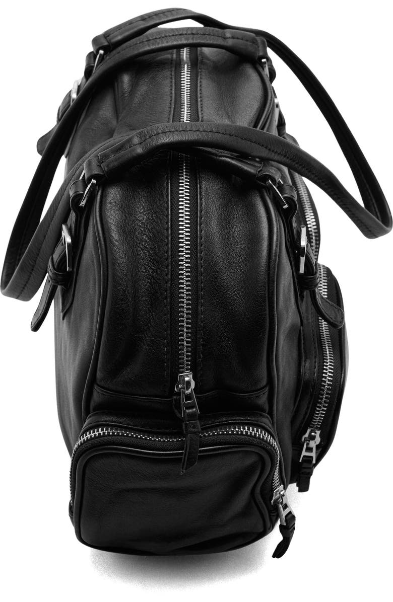 MANGO Leather Bowling Bag, Alternate, color, Black