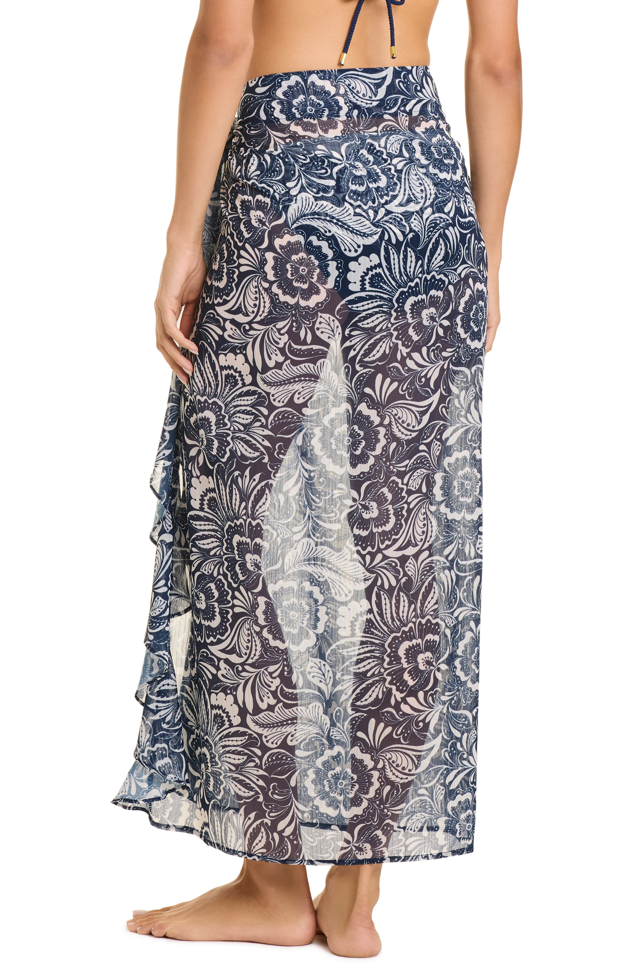 BLEU by Rod Beattie Long Ruffle Sarong Cover-Up (Women) | Nordstrom