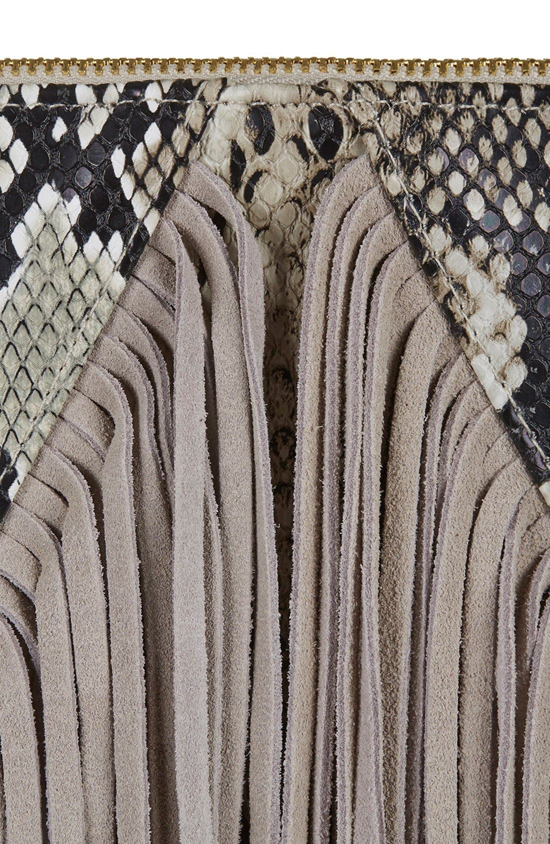 Faux Suede Fringe Crossbody Bag, Alternate, color, NUDE