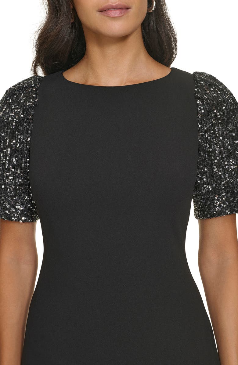 Calvin Klein Sequin Puff Shoulder Sheath Dress, Alternate, color, 