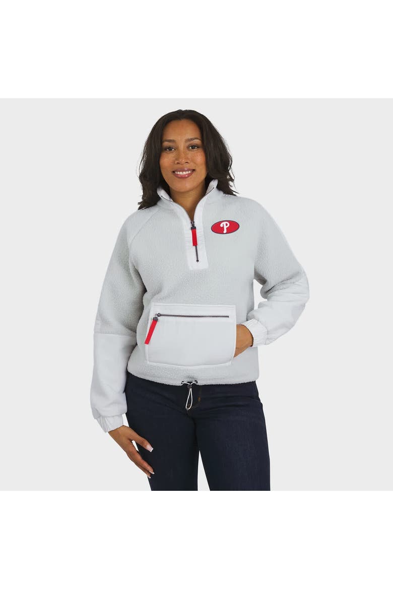 Women's WEAR by Erin Andrews Gray Philadelphia Phillies Polar Fleece Quarter-Zip Jacket, Alternate, color, Gray