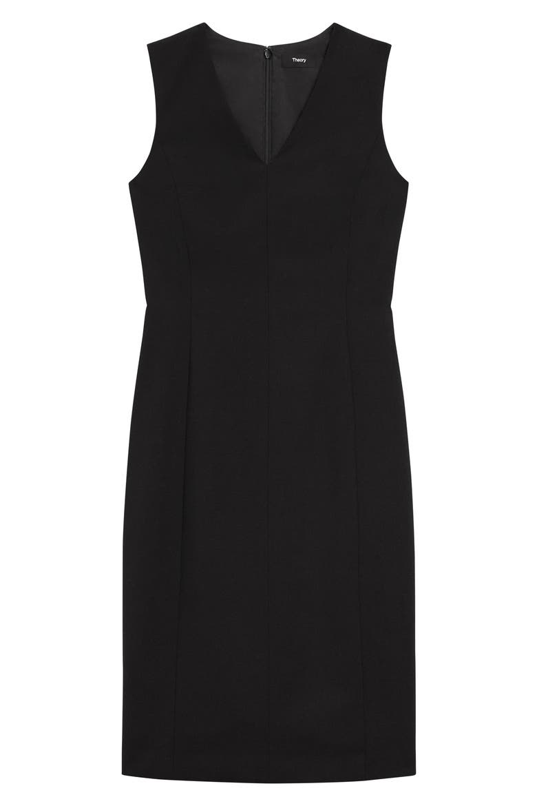 V-Neck Wool Blend Sheath Dress, Alternate, color, BLK