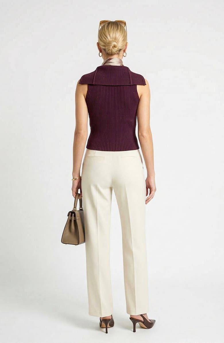 Knit & Lounge Sleeveless Sweater Vest with Zip Front and Ribbed Knit, Alternate, color, Dark Purple