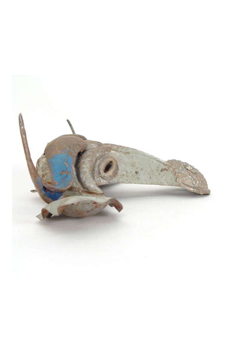 Mbare Wildebeest Animal Mask - Recycled Metal Wall Art, Alternate, color, Grey