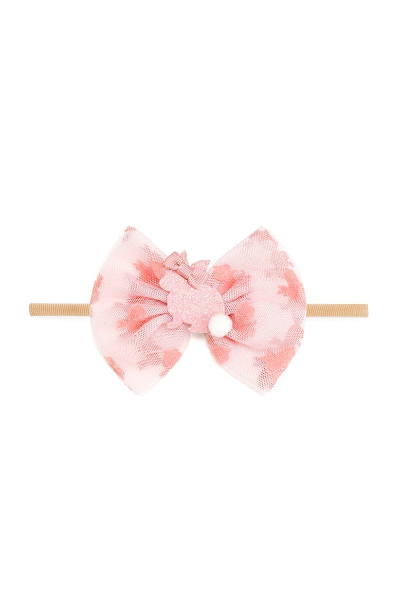 Sweet Wink Honey Bunny Easter Tulle Bow Baby Headband, Main, color, Pink