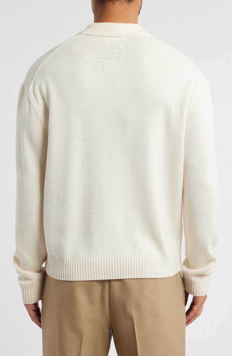 FRAME Wool & Silk Johnny Collar Sweater, Alternate, color, Off White