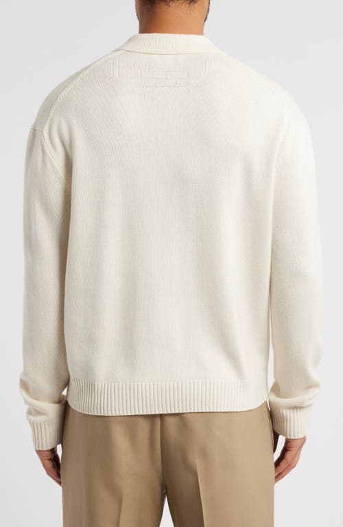 Frame Wool & Silk Johnny Collar Sweater In Off White