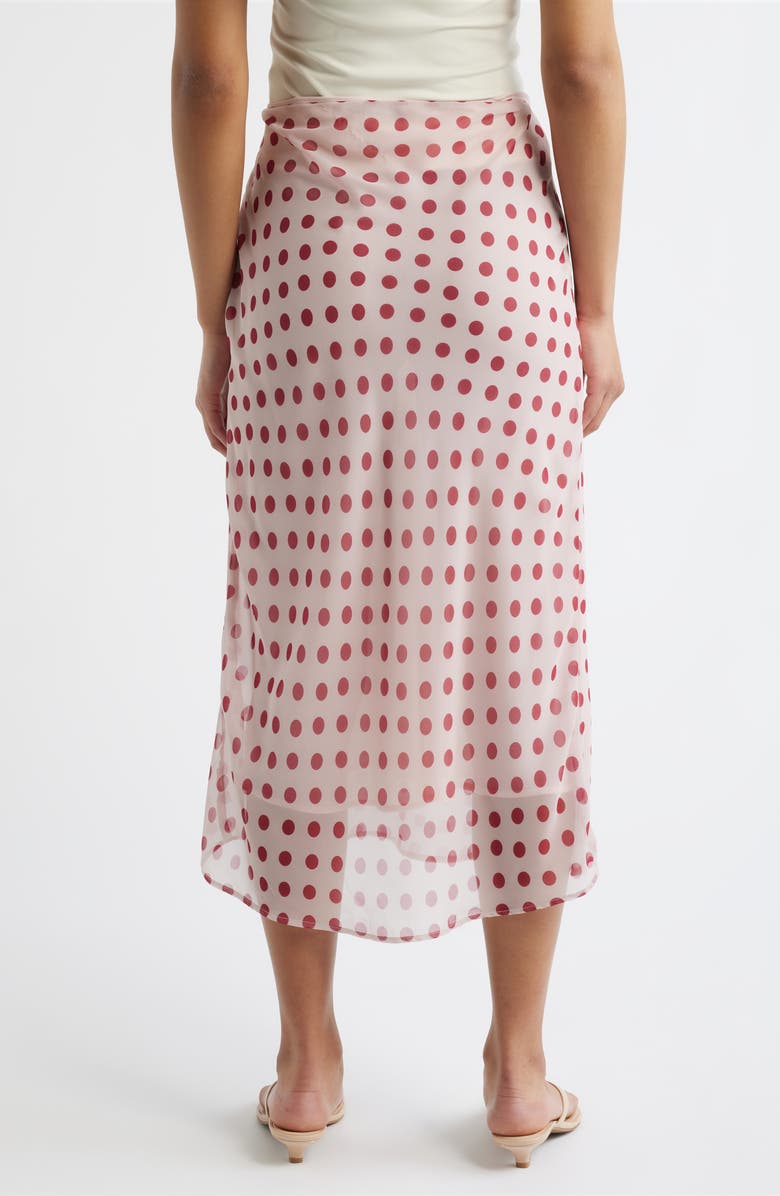 Bella Venice The Lawson Polka Dot Chiffon Midi Skirt, Alternate, color, Red And White Dot