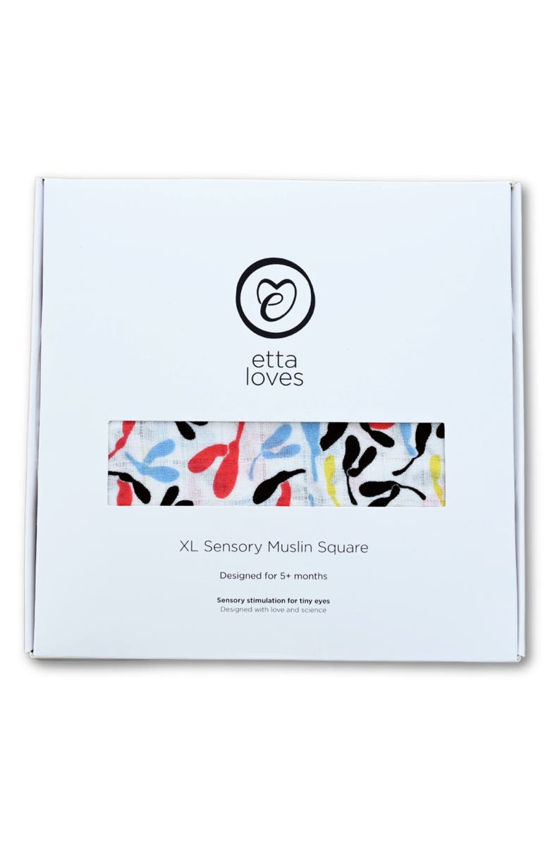 ETTA LOVES XL Sycamore Sensory Organic Cotton Muslin Blanket, Alternate, color, Sycamore Print