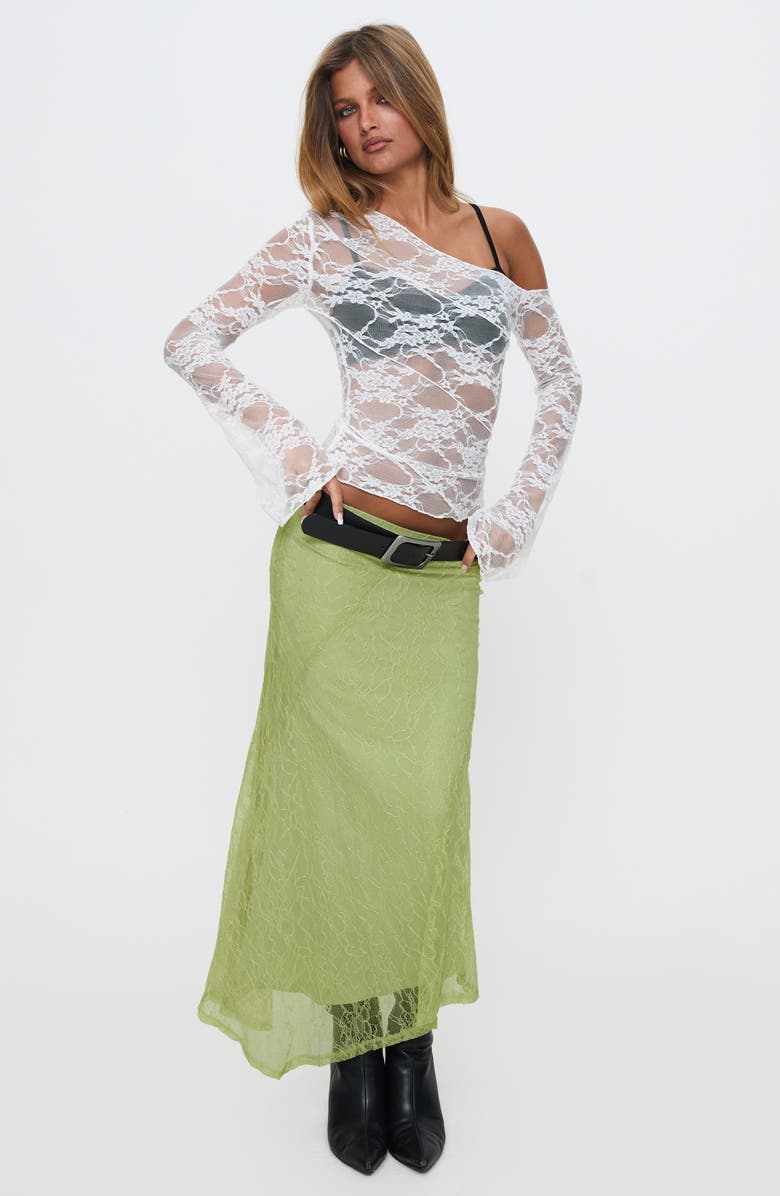 Princess Polly How Ironic One-Shoulder Lace Crop Top, Alternate, color, Cream