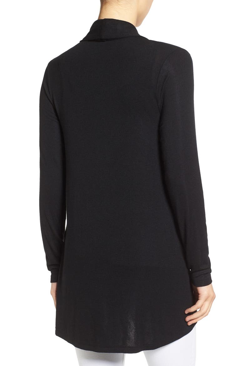 High/Low Jersey Cardigan, Alternate, color, BLACK