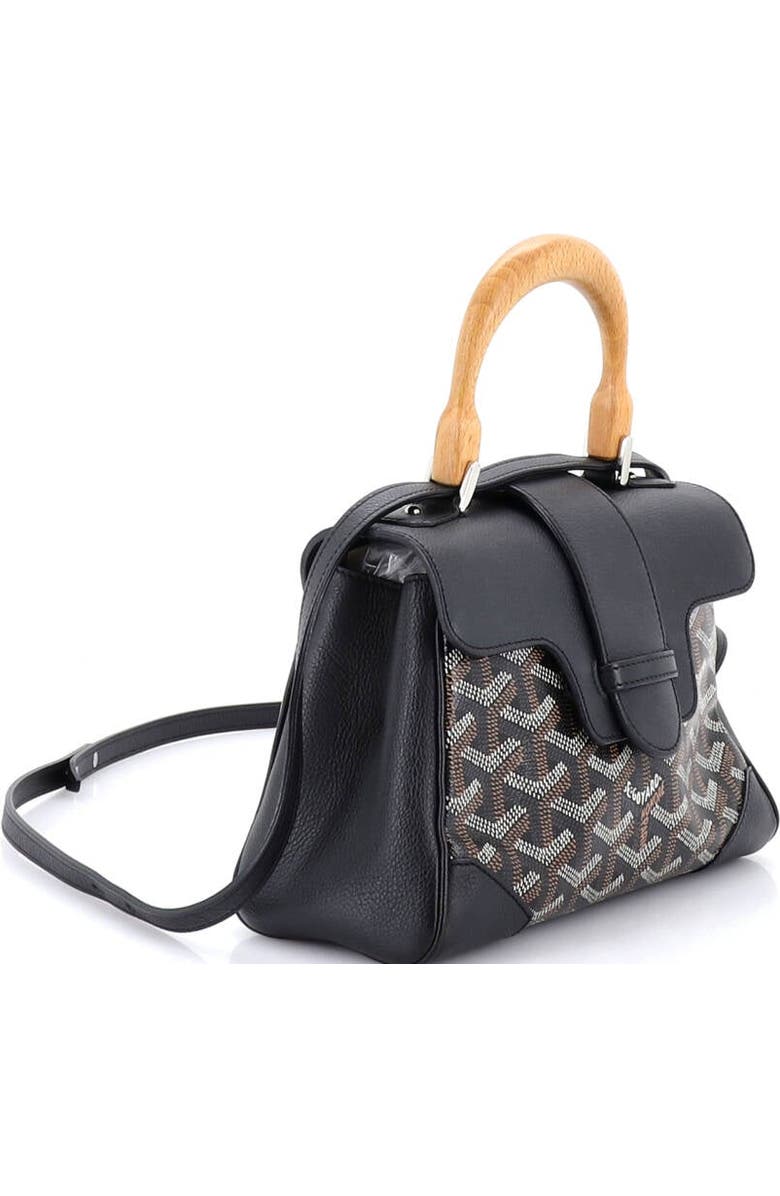 Pre-Owned Goyard Saigon Top Handle Bag Coated Canvas with Leather Mini, Alternate, color, Black