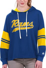 STARTER Women's Starter Royal Los Angeles Rams Bump And Run Long Sleeve Hoodie T-Shirt
