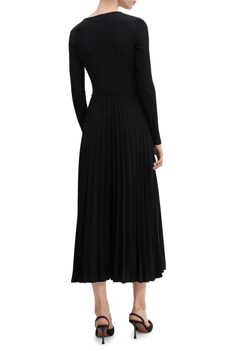 MANGO Long Sleeve Pleated Dress, Alternate, color, 