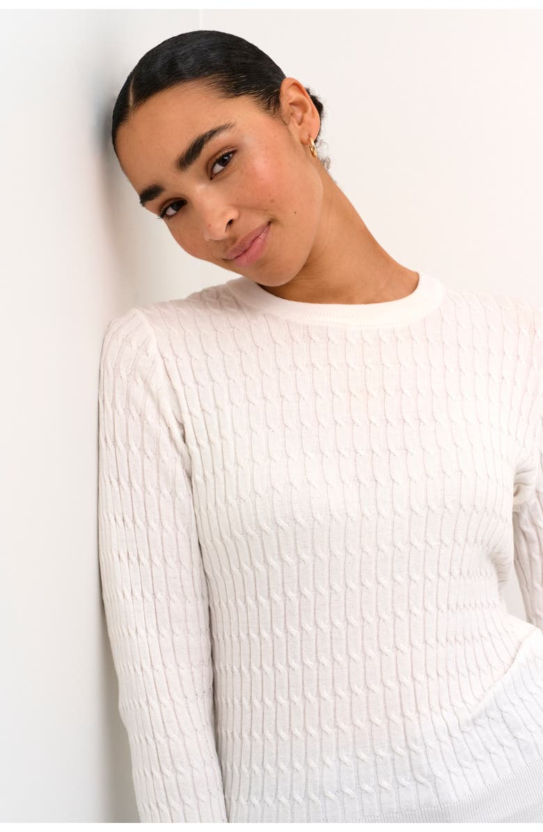 Kaffe KAsilla Cable Knit Regular Fit Pullover, Alternate, color, Chalk