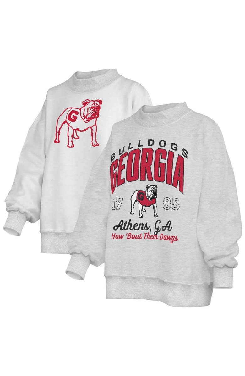 PRESSBOX Women's Pressbox  Heather Gray Georgia Bulldogs Reversible Sweatshirt, Main, color, Heather Gray