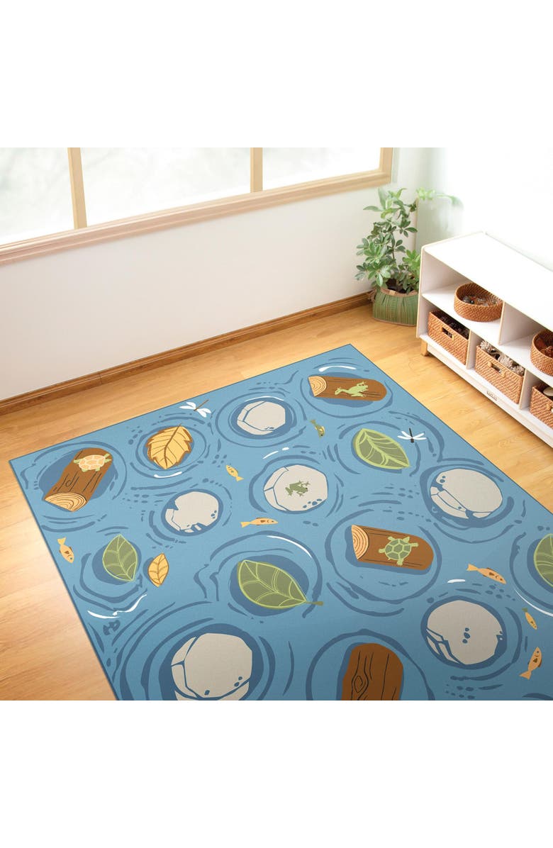Kaplan Early Learning Company Seating Leaves, Rocks, and Logs Carpet - 6' x 9' Rectangle, Alternate, color, Blue