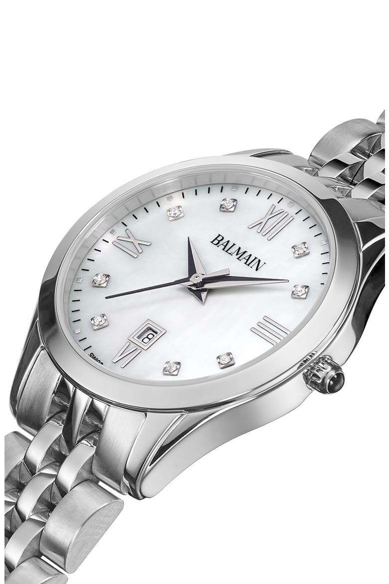 Classic R Diamond Bracelet Watch, 30mm, Alternate, color, STAINLESS STEEL