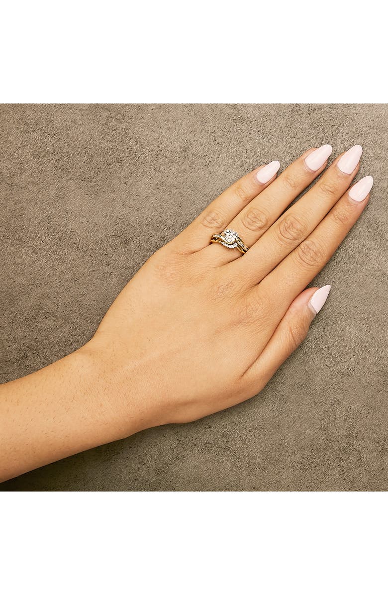 Haus of Brilliance 14K Yellow Gold Plated Sterling Silver 1/2 Cttw Diamond Cluster Spiral Bridal Set, Alternate, color, Yellow Gold Over Silver