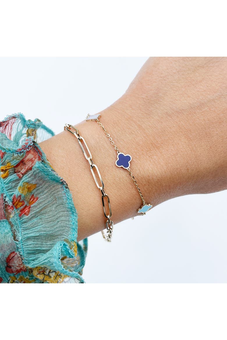 Mini Blue Mixed Clover Bracelet, Alternate, color, Blue Mixed