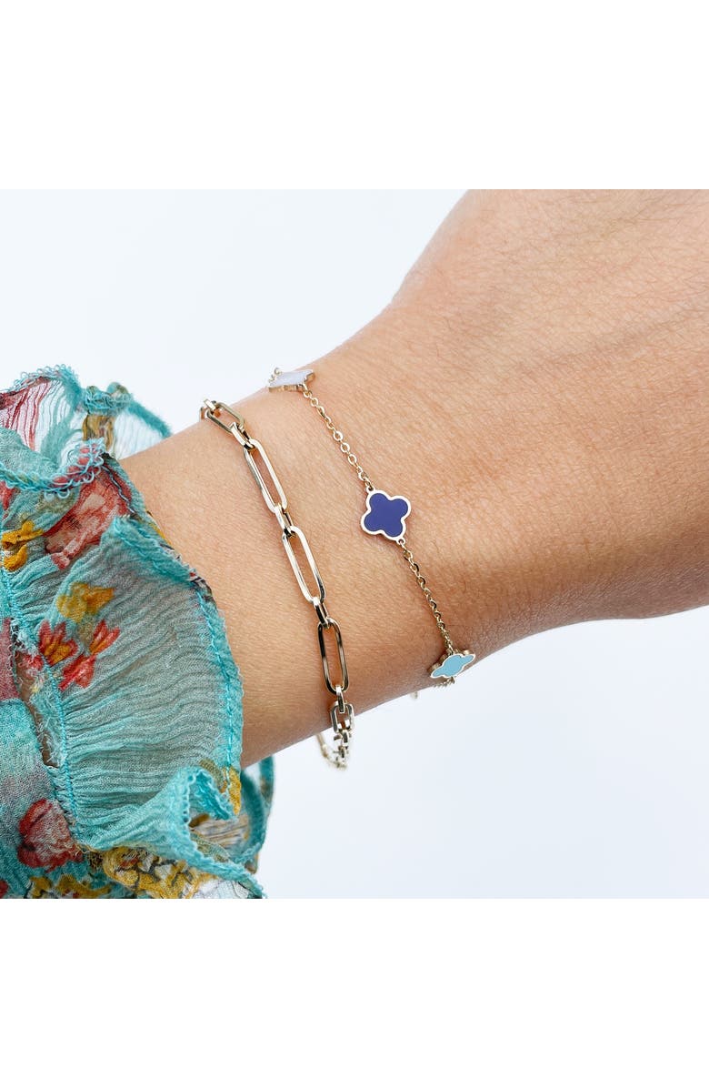 The Lovery Fine Jewelry Mini Blue Mixed Clover Bracelet, Alternate, color, Blue Mixed
