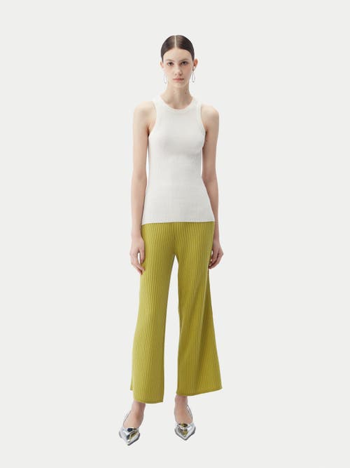 Gobi Mongolian Cashmere Rib-knit Silk Cashmere Blend Pants In Dark Citron