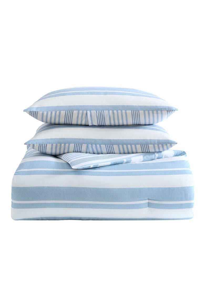 Tayleur Striped Cotton Comforter, Main, color, LIGHT / MEDIUM BLUE