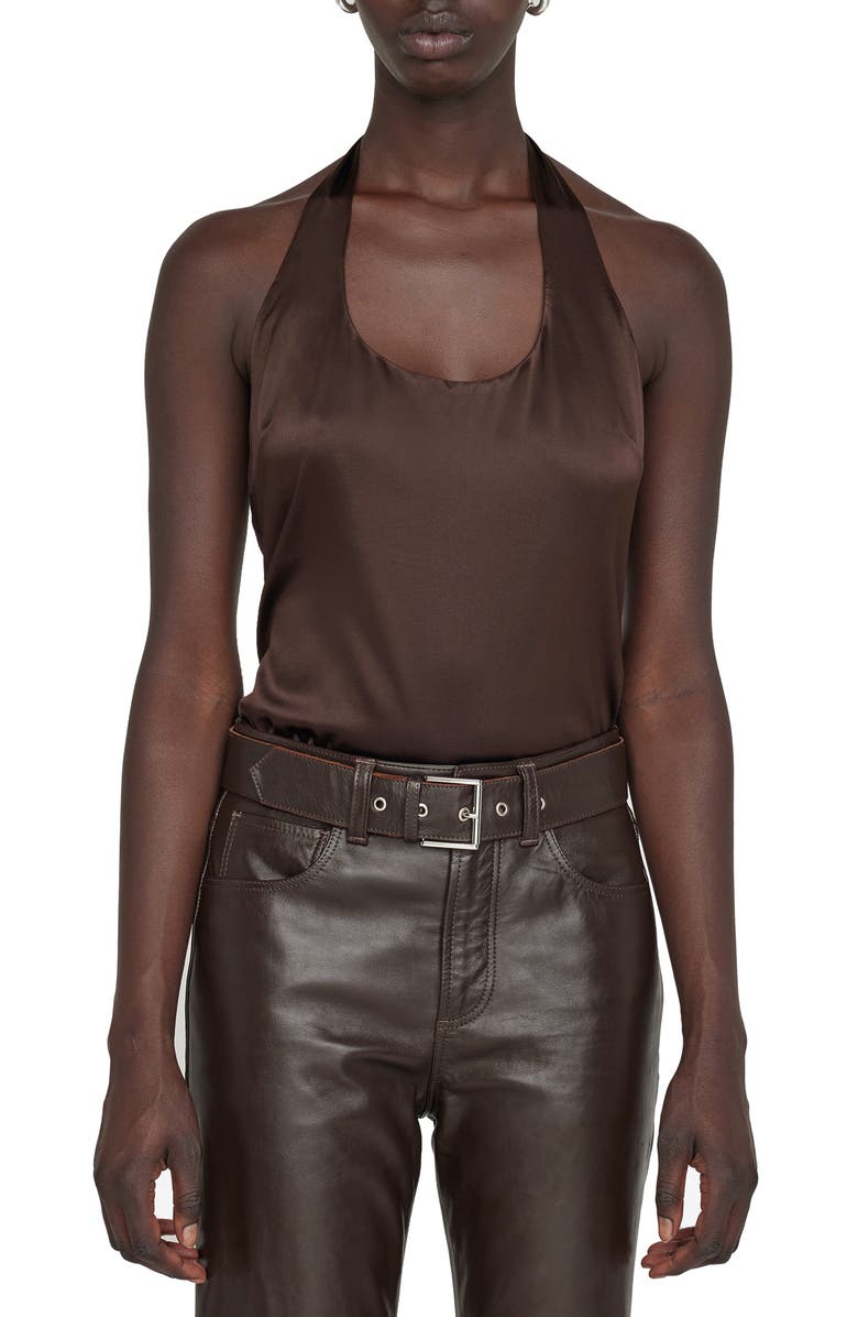 ANINE BING Alain Stretch Silk Halter Top, Main, color,