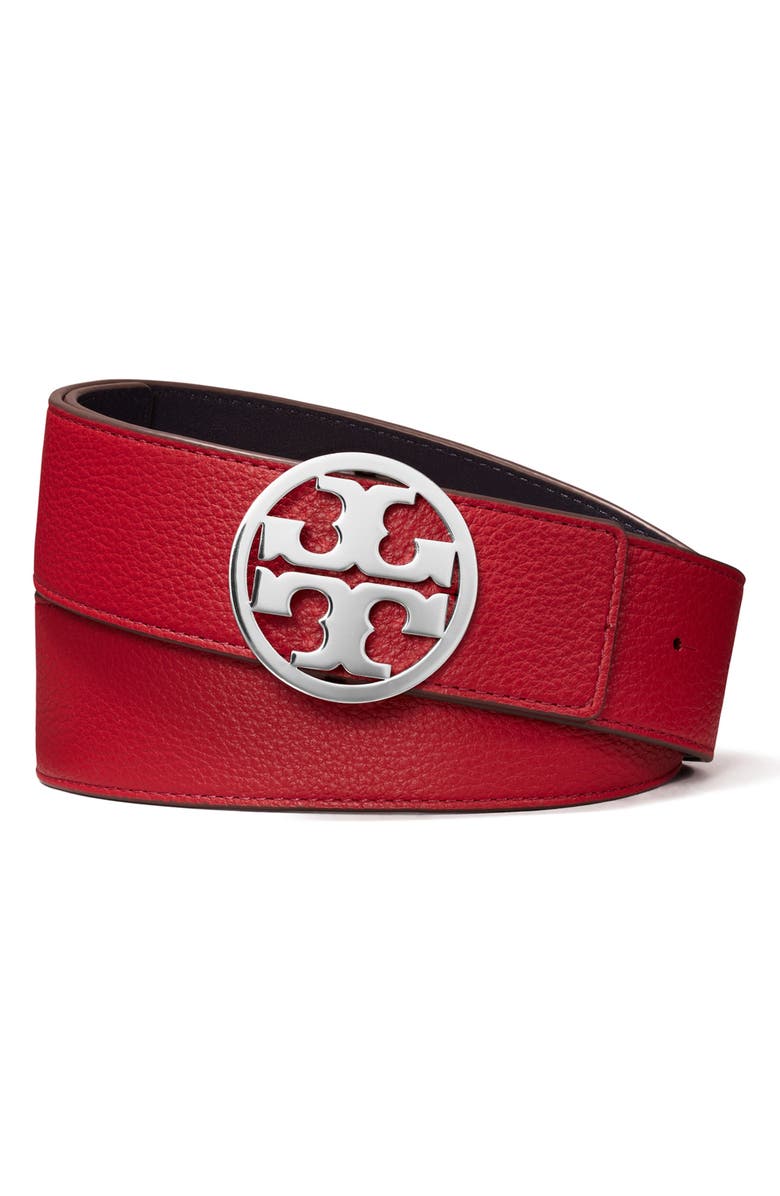 Tory Burch Miller 1.5-Inch Reversible Logo Belt, Alternate, color, Tory Red / Tory Navy / Silver