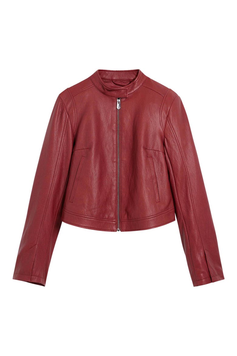 Faux Leather Jacket, Alternate, color, BURGUNDY