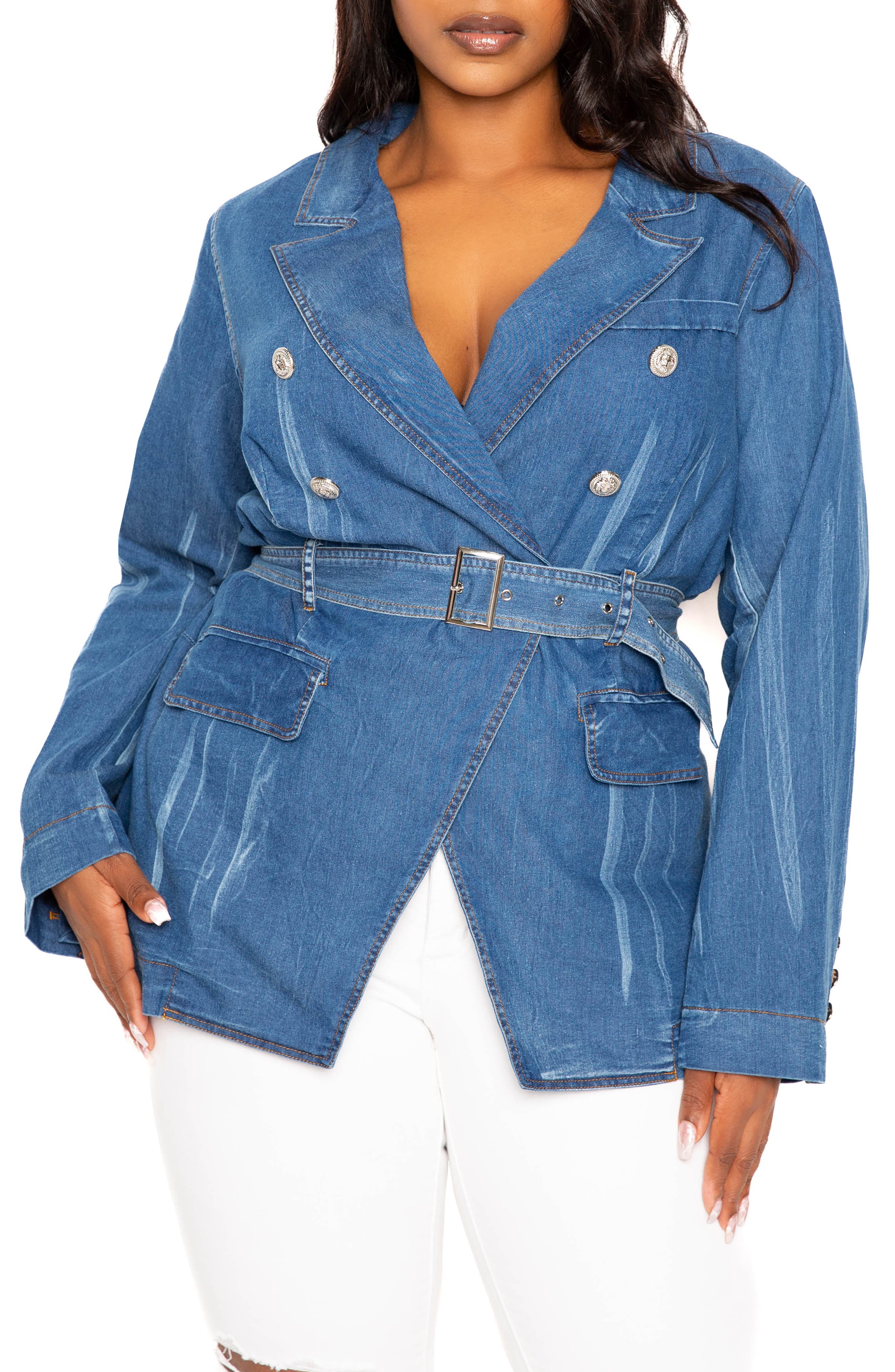 Double Breasted Denim Jacket