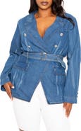 BUXOM COUTURE Double Breasted Denim Jacket