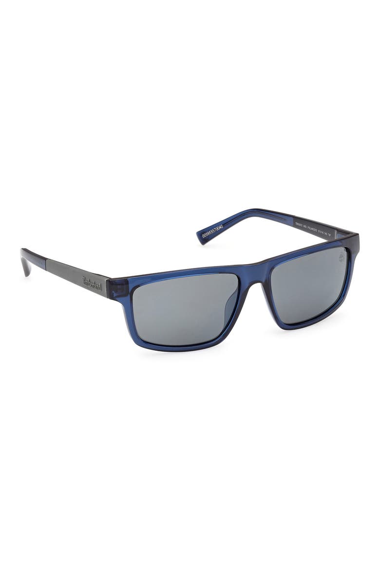 57mm Sunglasses, Alternate, color, SHINY BLUE / SMOKE POLARIZED