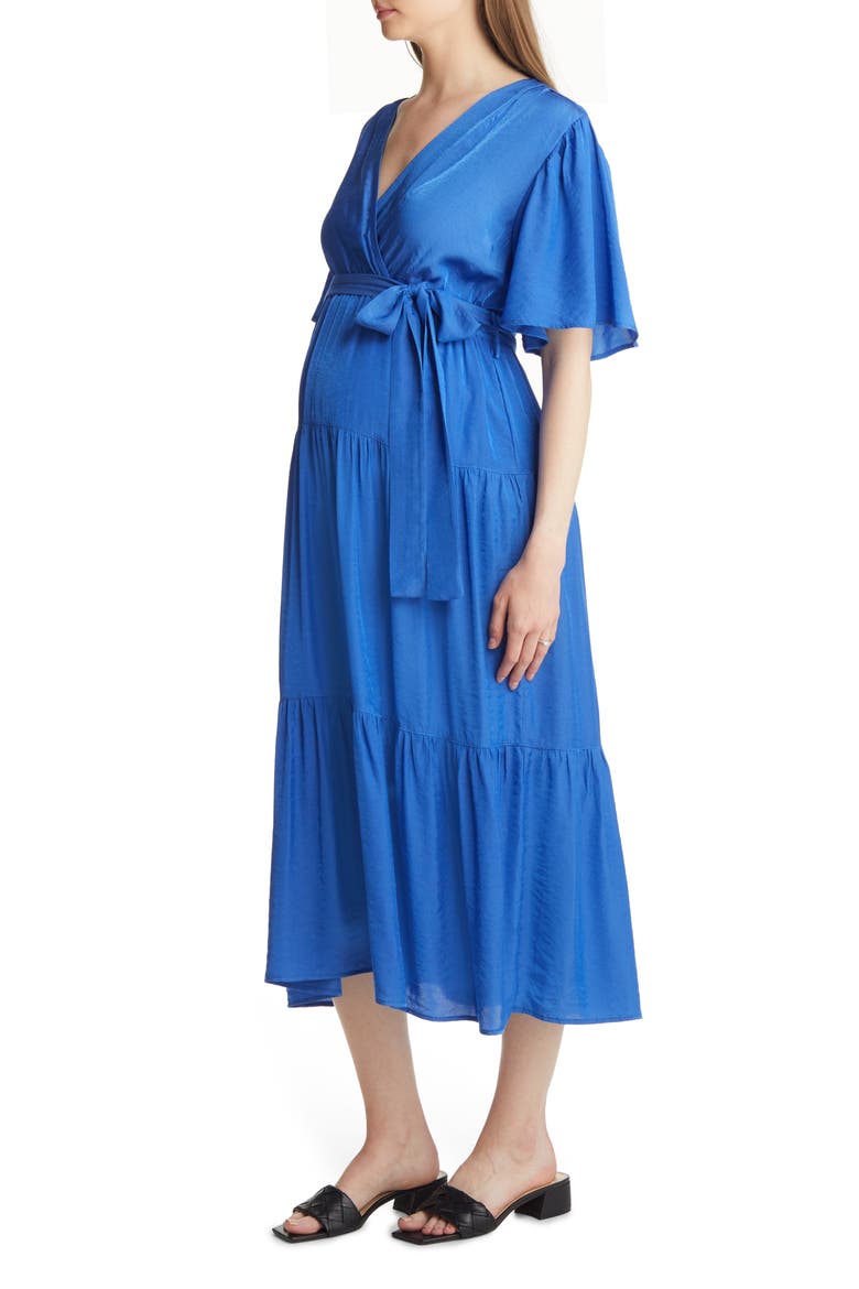 Crossover Faux Wrap Maternity Maxi Dress, Alternate, color, COBALT