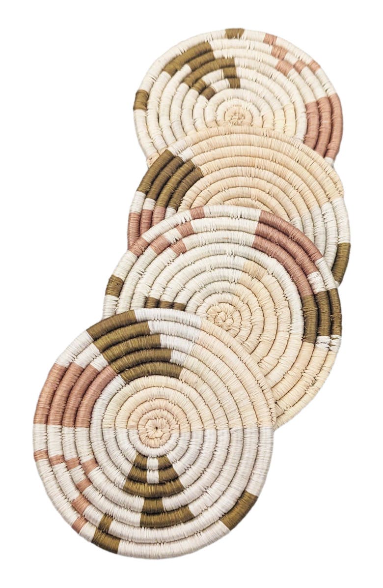 indego africa Mixed Abstract Form Set of 4 Coasters, Alternate, color,
