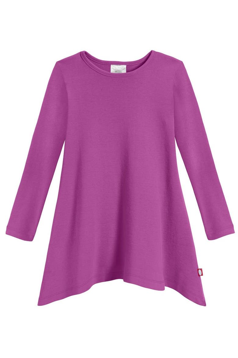 Girls Long Sleeve 100% Cotton Soft Jersey Shark Bite Tunic, Main, color, Plum