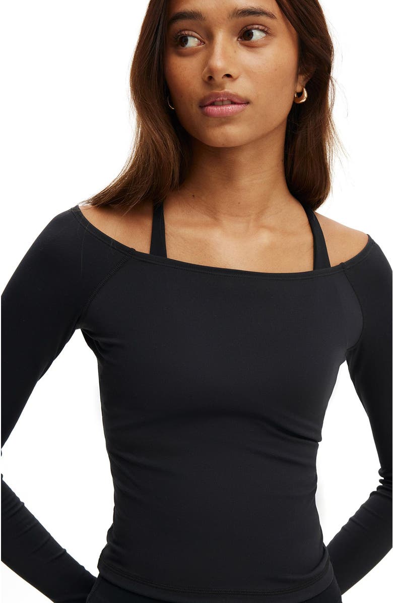 Body Women's Active Ultra Soft Off Shoulder Longsleeve, Alternate, color, Black