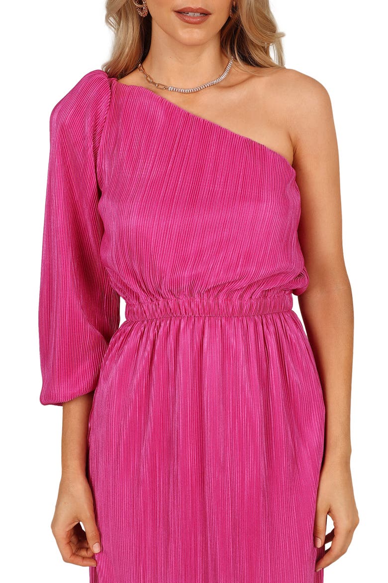 Pontee Plissé One-Shoulder Midi Dress, Alternate, color, ORCHID