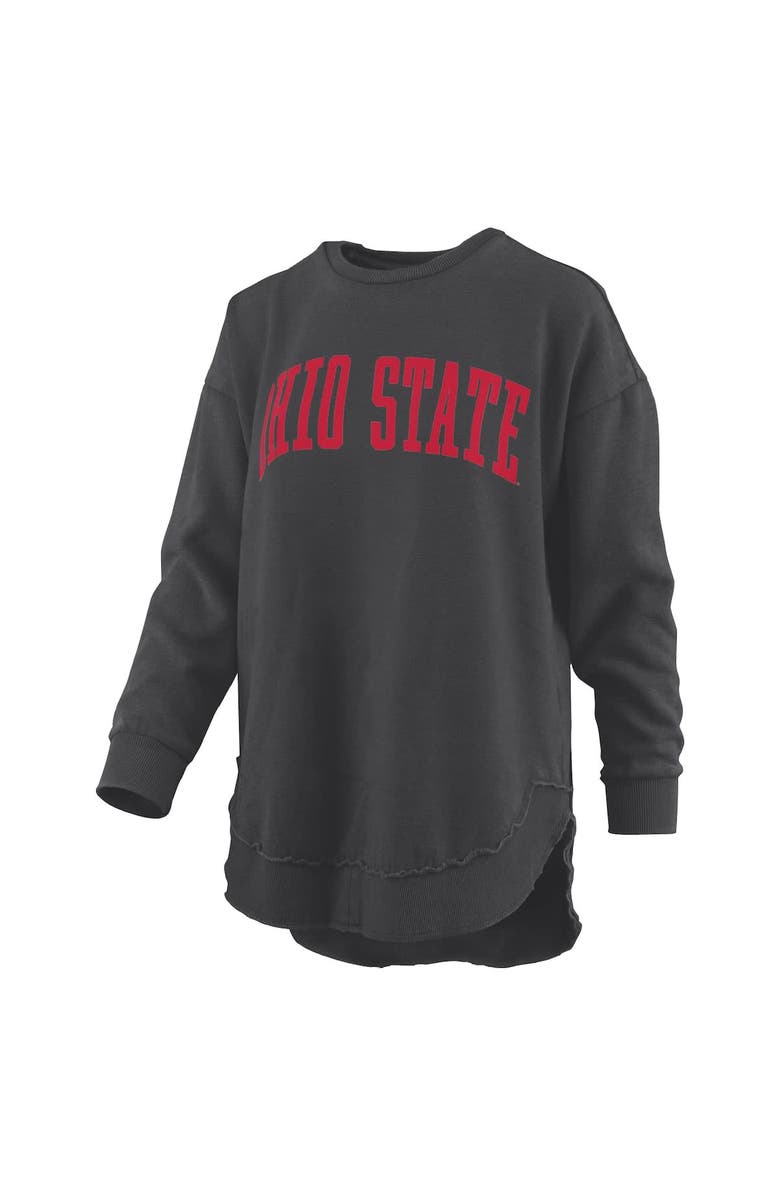 PRESSBOX Women's Pressbox Black Ohio State Buckeyes Melange Poncho Vintage Fleece Long Sleeve Pullover Sweatshirt, Alternate, color, Black