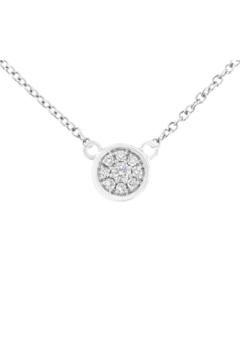 10K White Gold 1/4 Cttw Diamond Flower Pendant Necklace - Adjustable 16- chain, Main, color, White