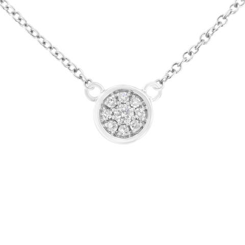 10K White Gold 1/4 Cttw Diamond Flower Pendant Necklace - Adjustable 16- chain