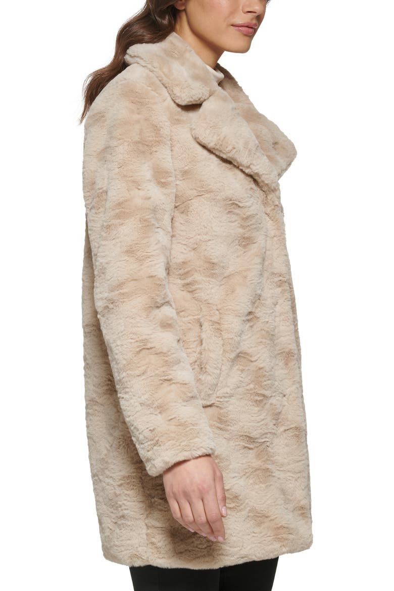 Notch Collar Faux Fur Coat, Alternate, color, CHAMPAGNE