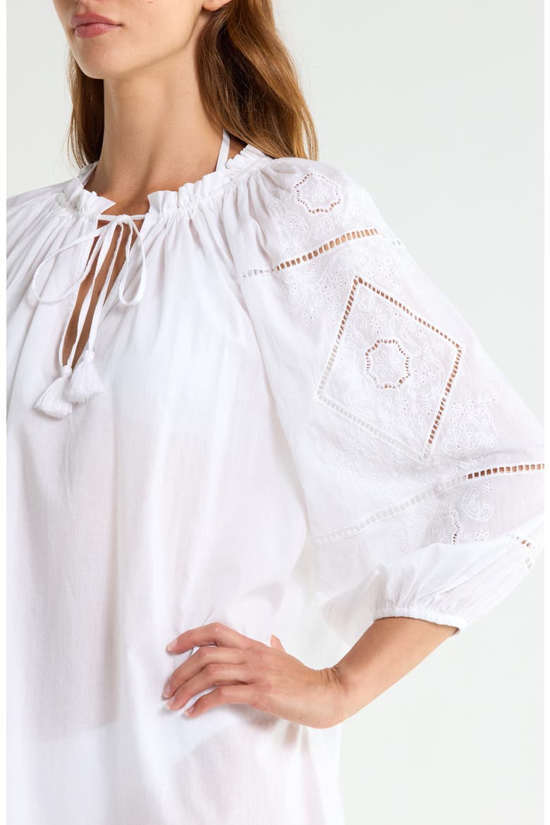 Embroidered Cotton Cover-Up Dress, Alternate, color, WHITE
