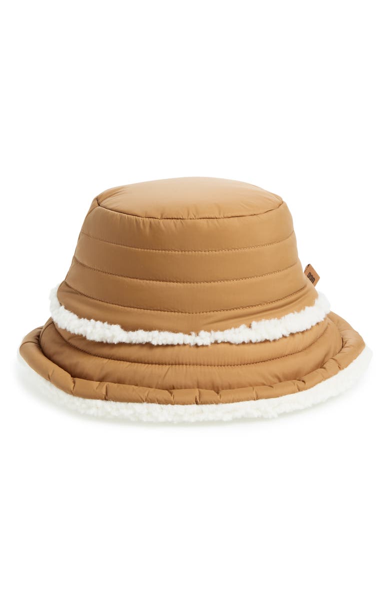 UGG<sup>®</sup> UGGfluff Reversible Faux Fur Bucket Hat, Main, color, Chestnut