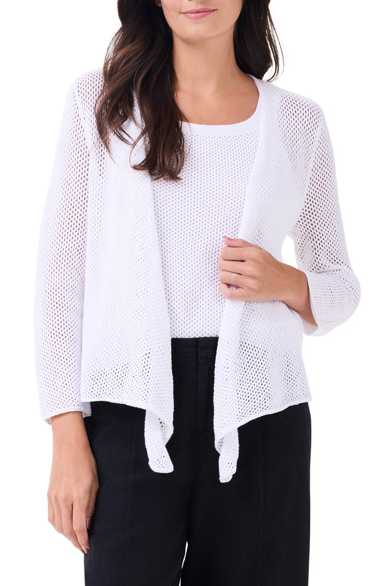Open Stitch 4-Way Cotton Blend Cardigan, Alternate, color, PAPER WHITE