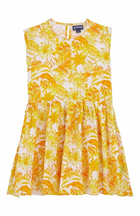 Kids' Tahiti Flowers Linen Dress