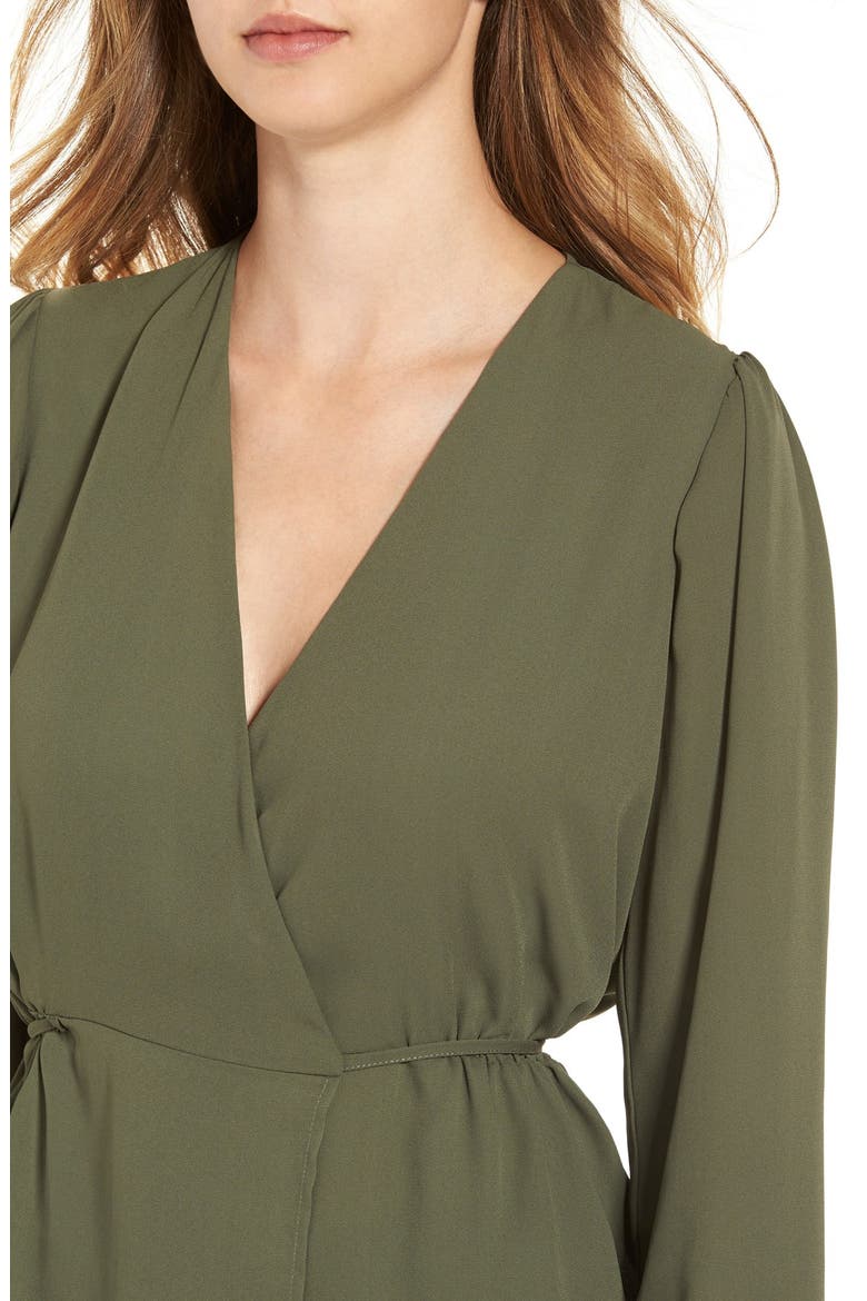 Long Sleeve Wrap Top, Alternate, color, OLIVE