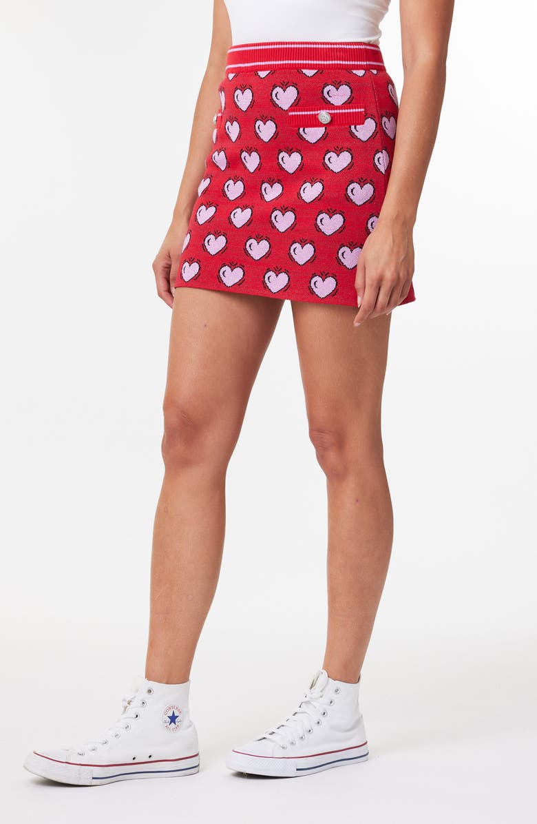 Scotch & Soda Burton Morris Heart Jacquard Cotton Blend Miniskirt, Alternate, color, 