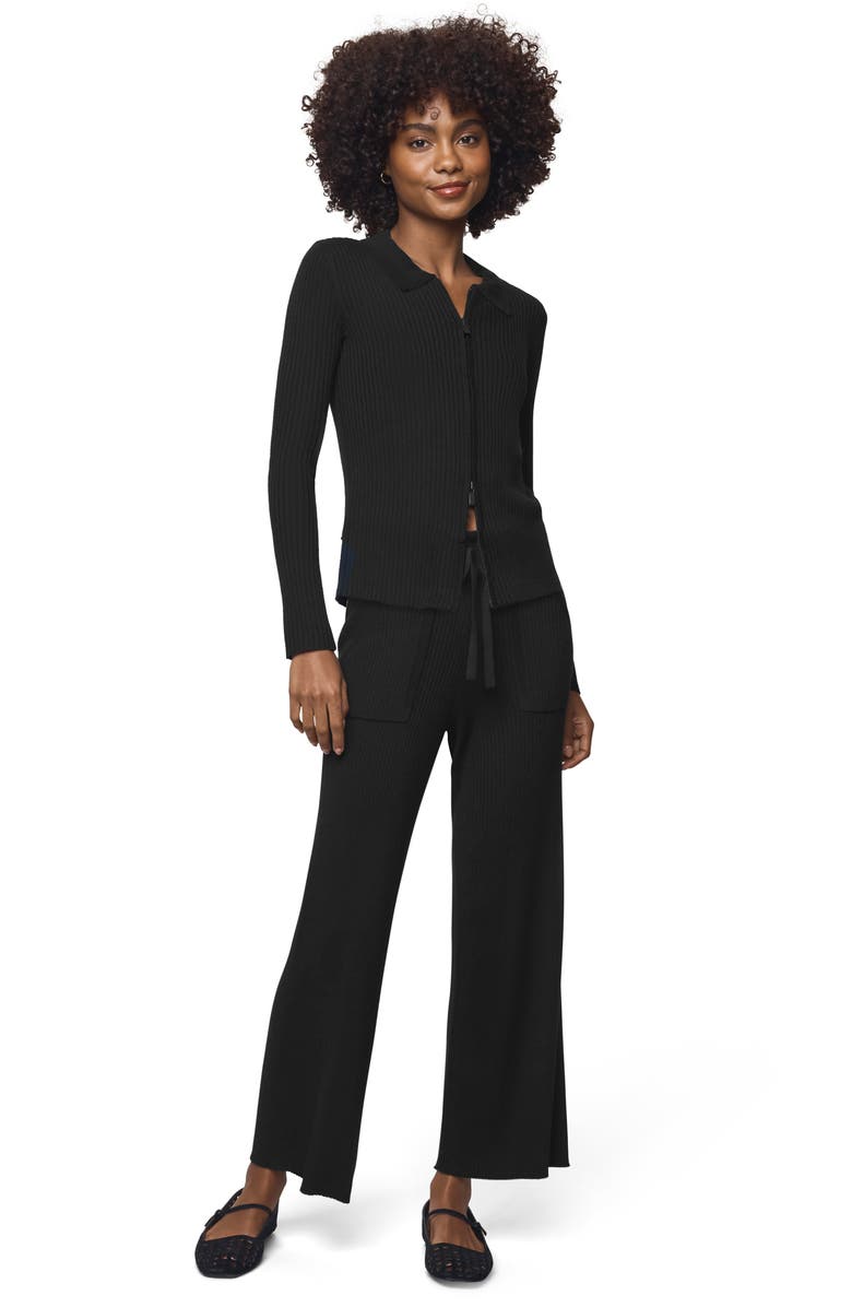 Splendid Georgie Two-Way Zip Sweater, Alternate, color, Black