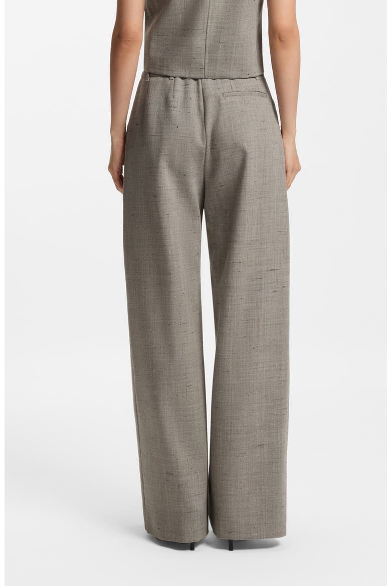 Tiana Belted High Waist Virgin Wool Blend Wide Leg Pants, Alternate, color, PUMICE WOOL TEXTURE